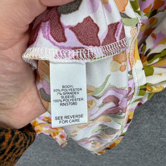 Cato Blouse Women 26/28W Plus White Floral Short Sleeve Round Neck Hook & Eye - Picture 4 of 7